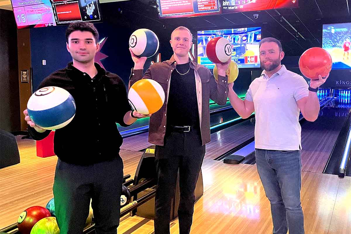Gt Reilly employees bowling.